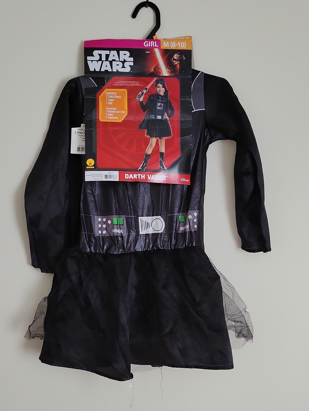 Star Wars Girls Darth Vader Halloween Costume- 3 Piece Set- Size M(8-10)- New!